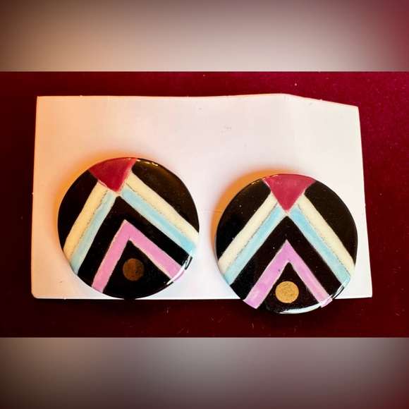 Southwestern Inspired Vintage Handcrafted Geometric Design Post Earrings - Picture 4 of 6